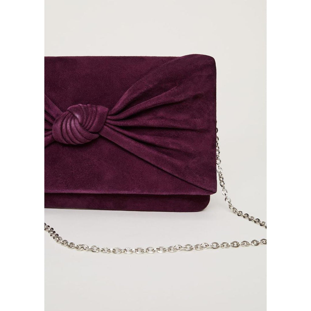 Phase Eight Knot Front Clutch Bag - Plum - Beales department store