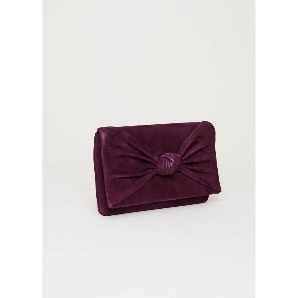 Phase Eight Knot Front Clutch Bag - Plum - Beales department store