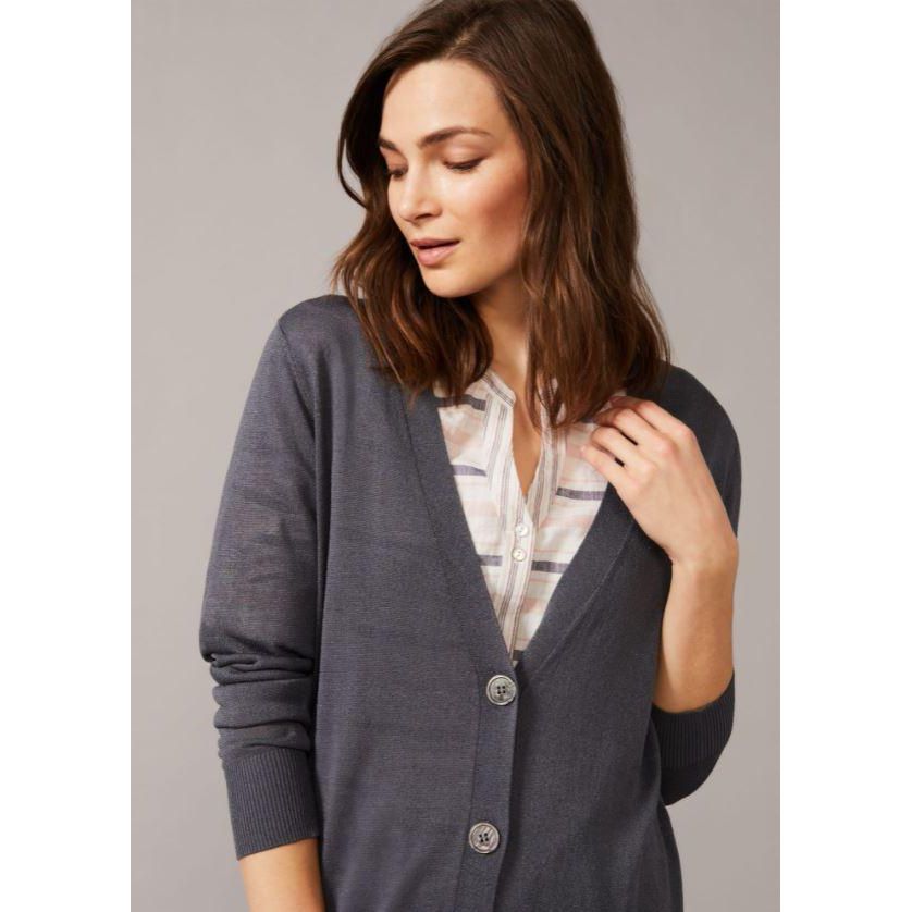 Phase Eight Lalou Longline Button Knit Cardigan - Graphite - Beales department store