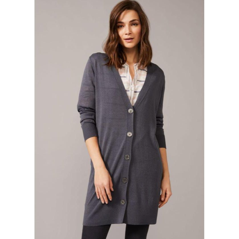 Phase Eight Lalou Longline Button Knit Cardigan - Graphite - Beales department store