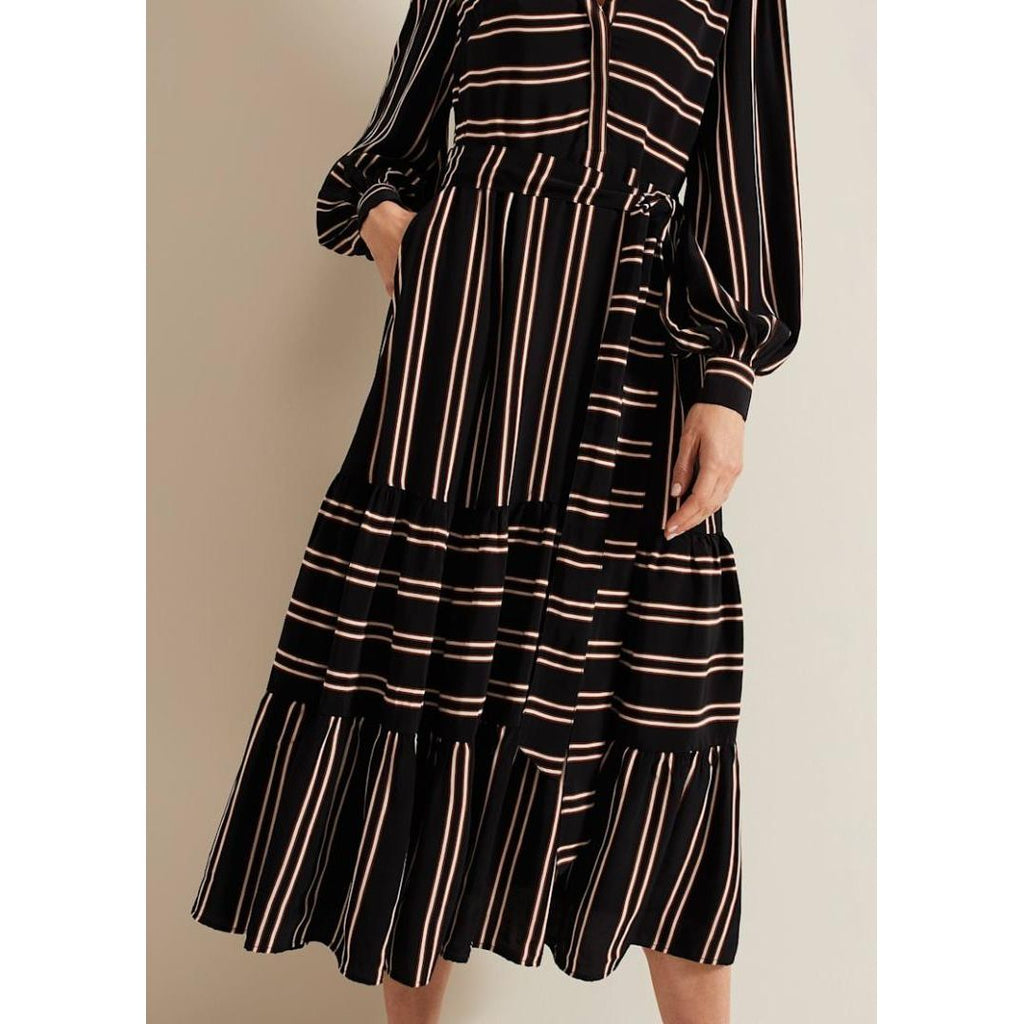 Phase Eight Laura Stripe Midaxi Dress - Black/Multi - Beales department store