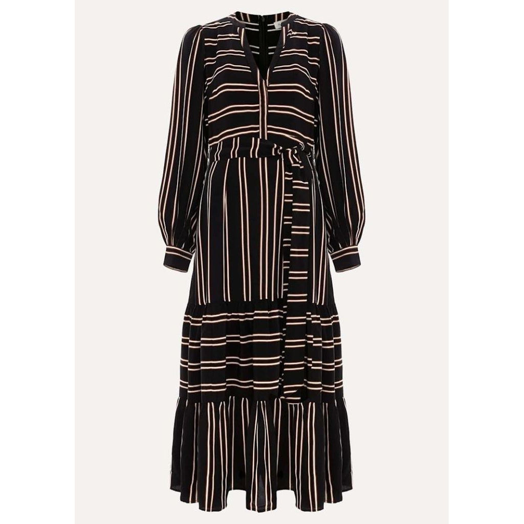 Phase Eight Laura Stripe Midaxi Dress - Black/Multi - Beales department store