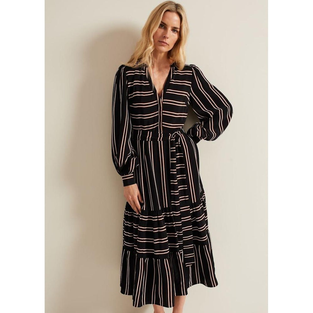 Phase Eight Laura Stripe Midaxi Dress - Black/Multi - Beales department store