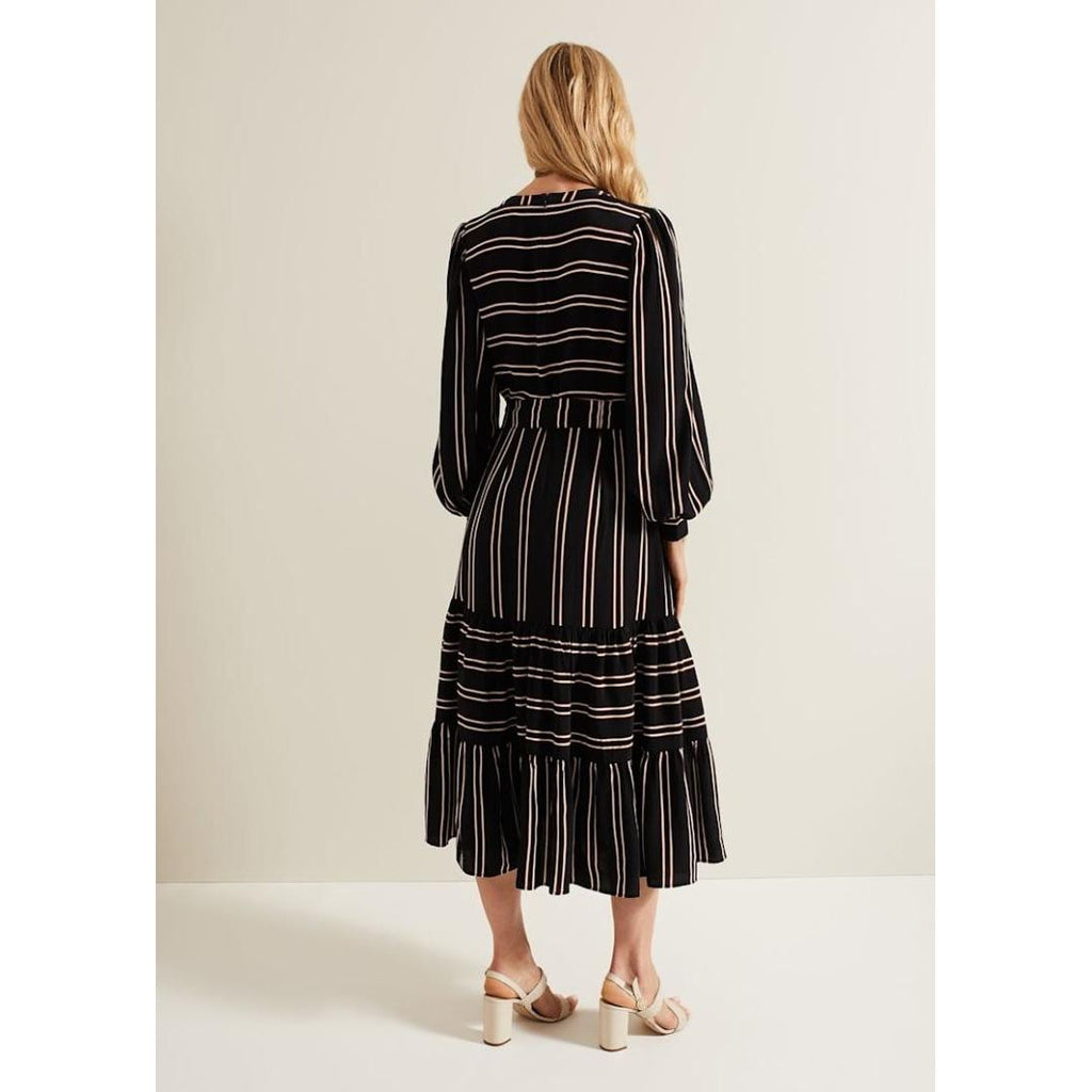 Phase Eight Laura Stripe Midaxi Dress - Black/Multi - Beales department store