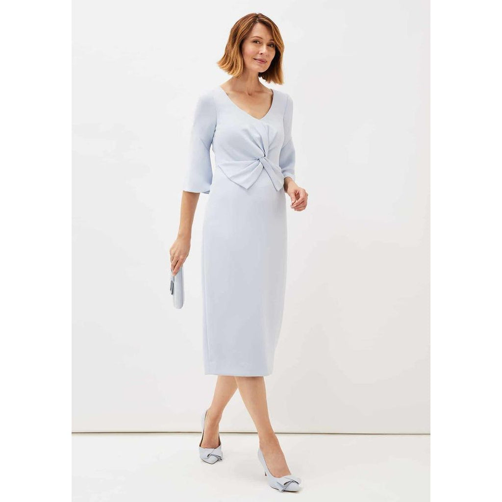 Phase Eight Layla Bow Detail Fitted Dress - Sky Blue - Beales department store