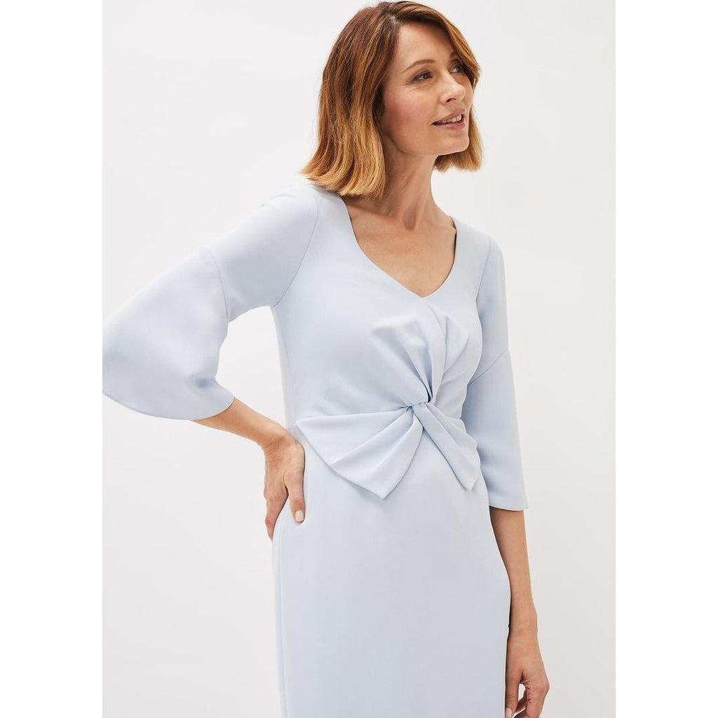 Phase Eight Layla Bow Detail Fitted Dress - Sky Blue - Beales department store