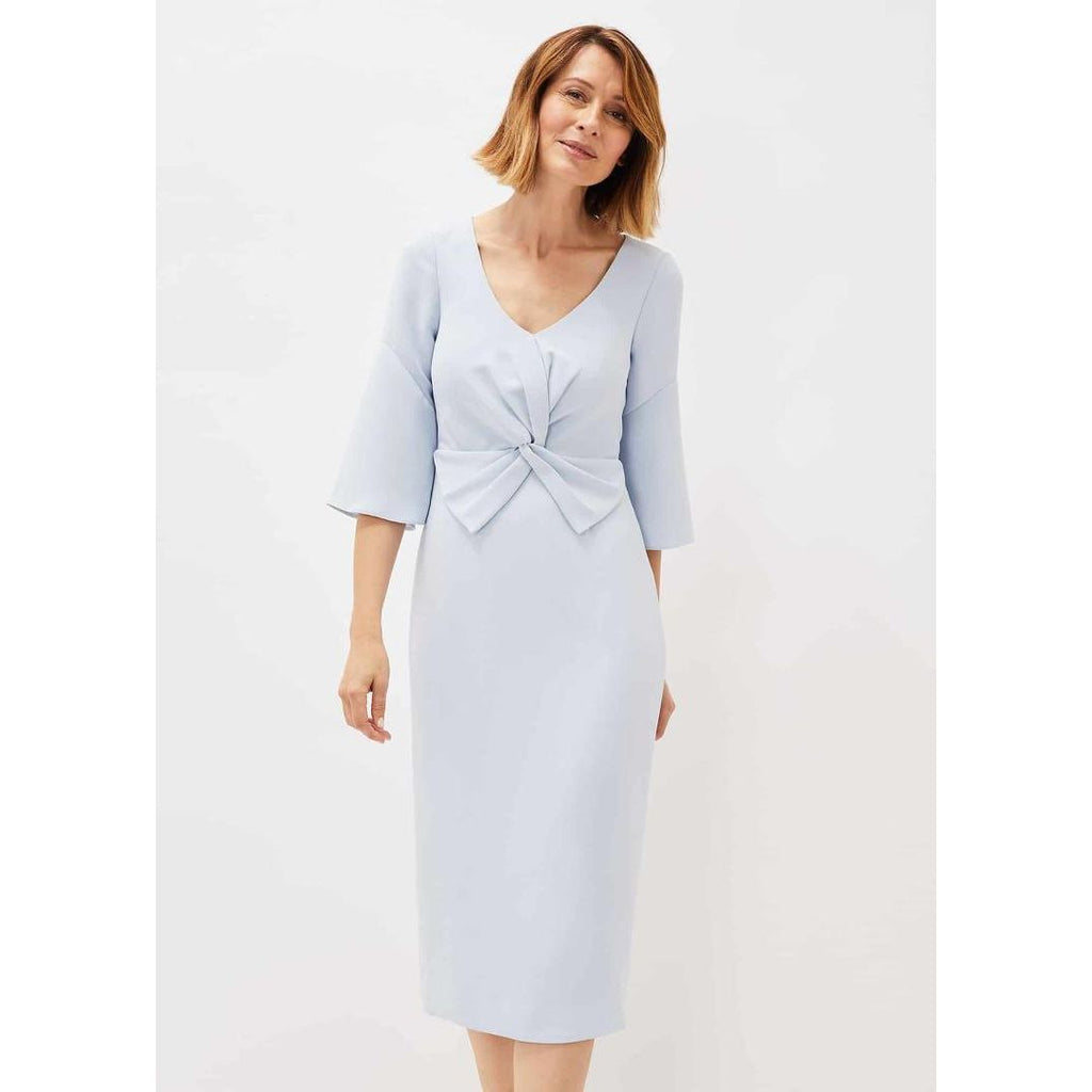 Phase Eight Layla Bow Detail Fitted Dress - Sky Blue - Beales department store