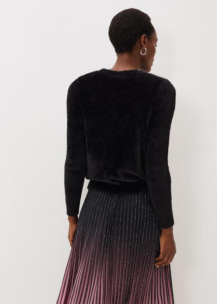 Phase Eight Leia Fluffy Knit Jumper - Black - Beales department store