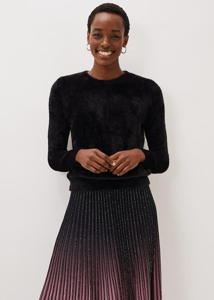 Phase Eight Leia Fluffy Knit Jumper - Black - Beales department store