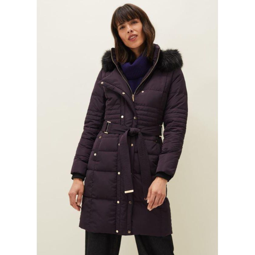 Phase Eight Leonor Tie Puffer - Plum - Beales department store