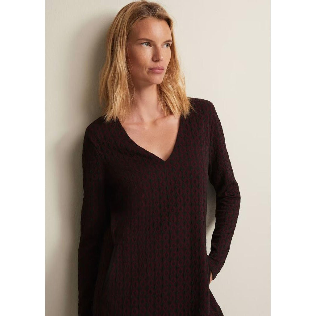 Phase Eight Lianna Geo Mini Dress - Burgundy - Beales department store