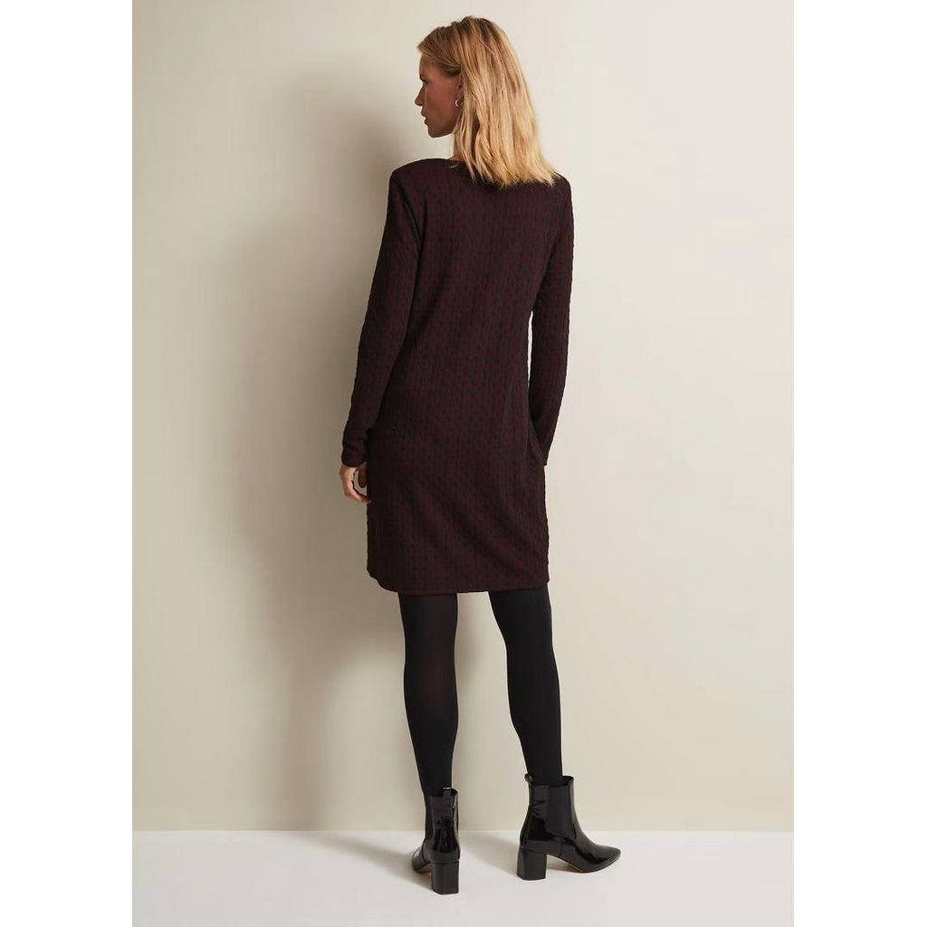 Phase Eight Lianna Geo Mini Dress - Burgundy - Beales department store