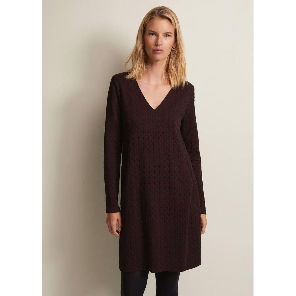 Phase Eight Lianna Geo Mini Dress - Burgundy - Beales department store