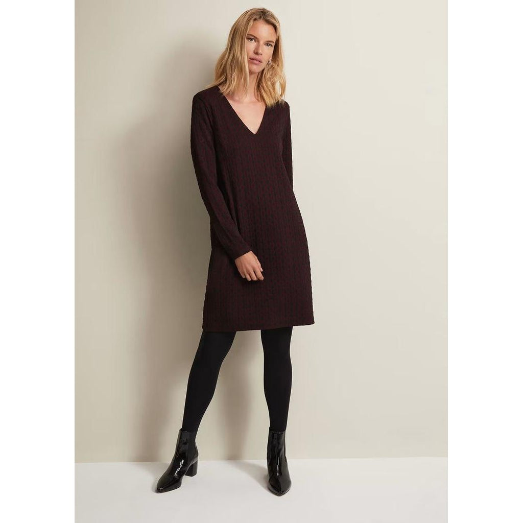 Phase Eight Lianna Geo Mini Dress - Burgundy - Beales department store