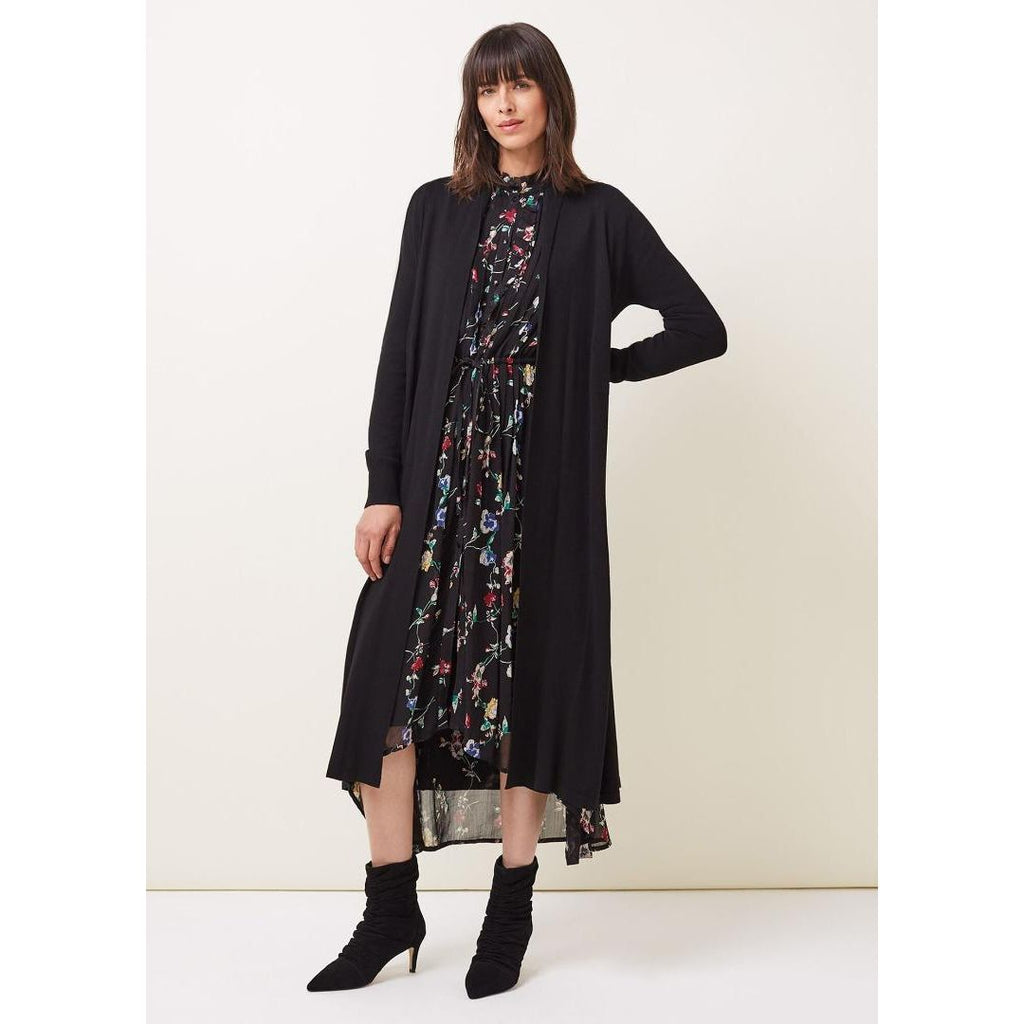 Phase Eight Lili Fine Knit Maxi Cardigan - Black - Beales department store