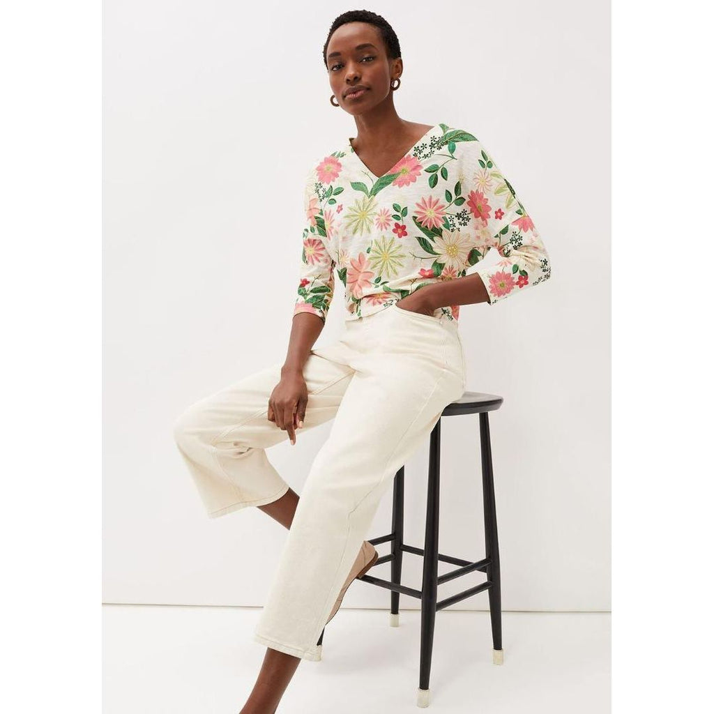 Phase Eight Lily Floral Print Top - Ivory/Multi - Beales department store