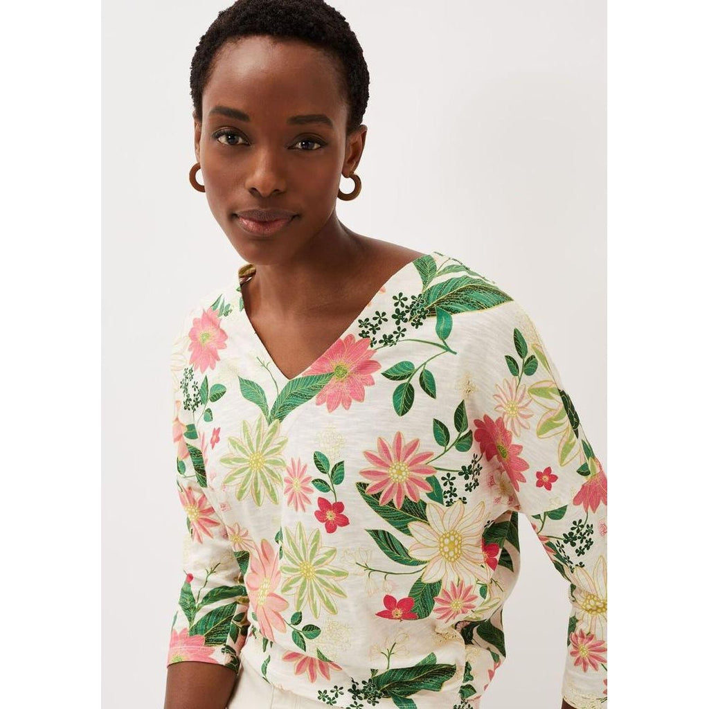 Phase Eight Lily Floral Print Top - Ivory/Multi - Beales department store