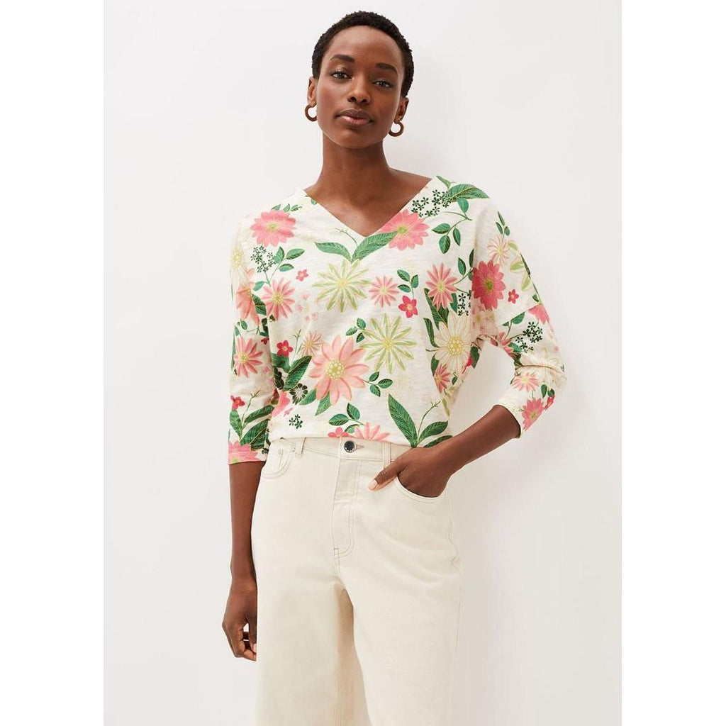 Phase Eight Lily Floral Print Top - Ivory/Multi - Beales department store