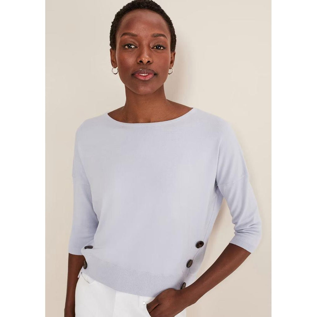 Phase Eight Linda Button Trim Knit - Pale Blue - Beales department store