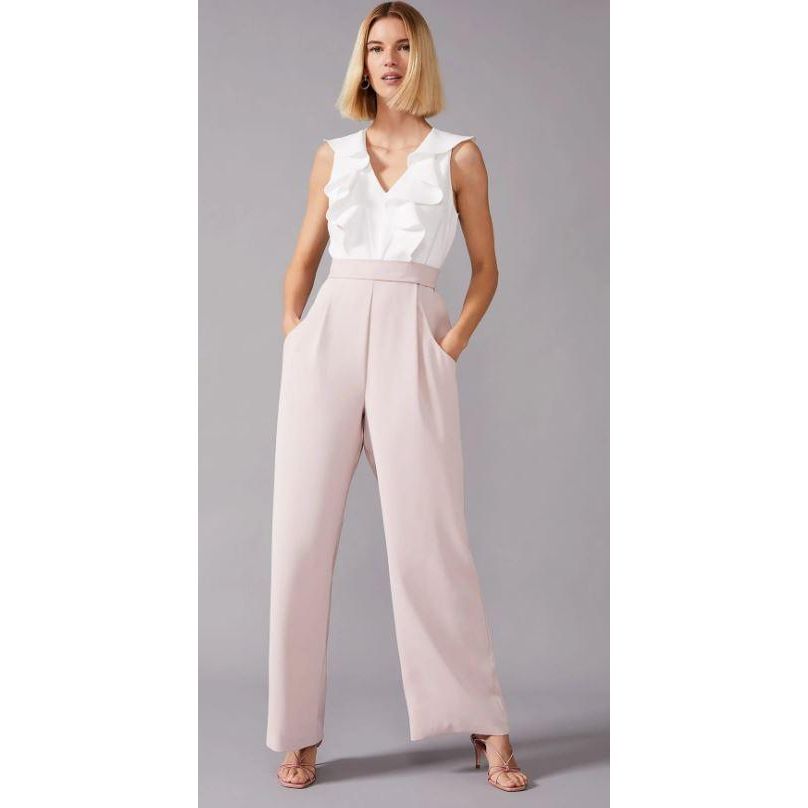 Phase Eight Linda Frill Jumpsuit - Ivory/Antique Rose - Beales department store