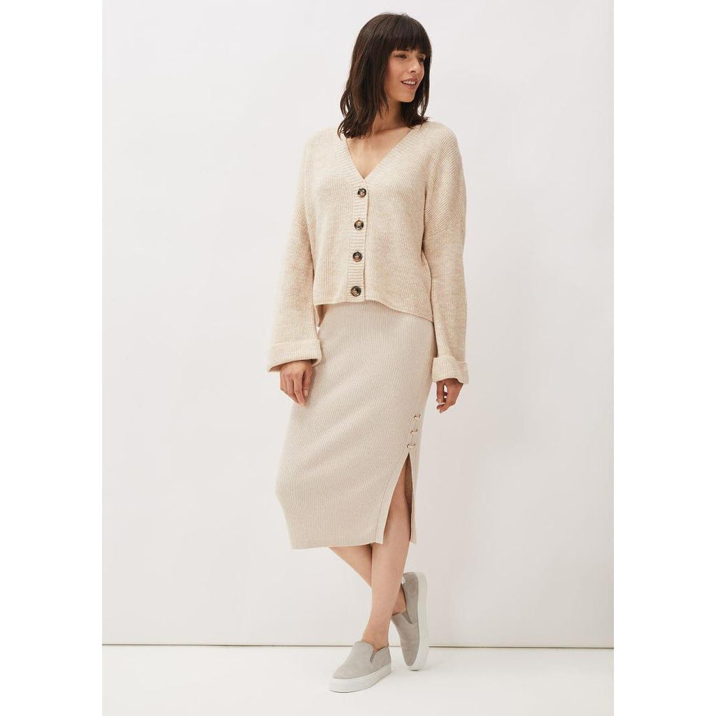 Phase Eight Lotty Ribbed Cardi - Oatmeal - Beales department store