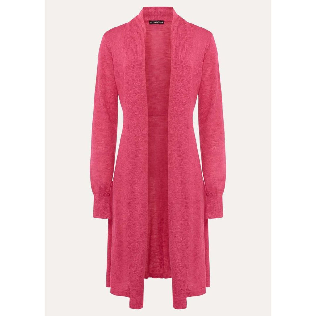 Phase Eight Louise Linen Longline Cardigan - Pink - Beales department store