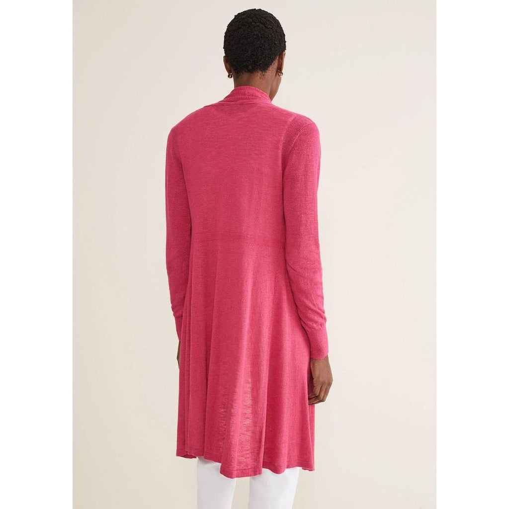 Phase Eight Louise Linen Longline Cardigan - Pink - Beales department store