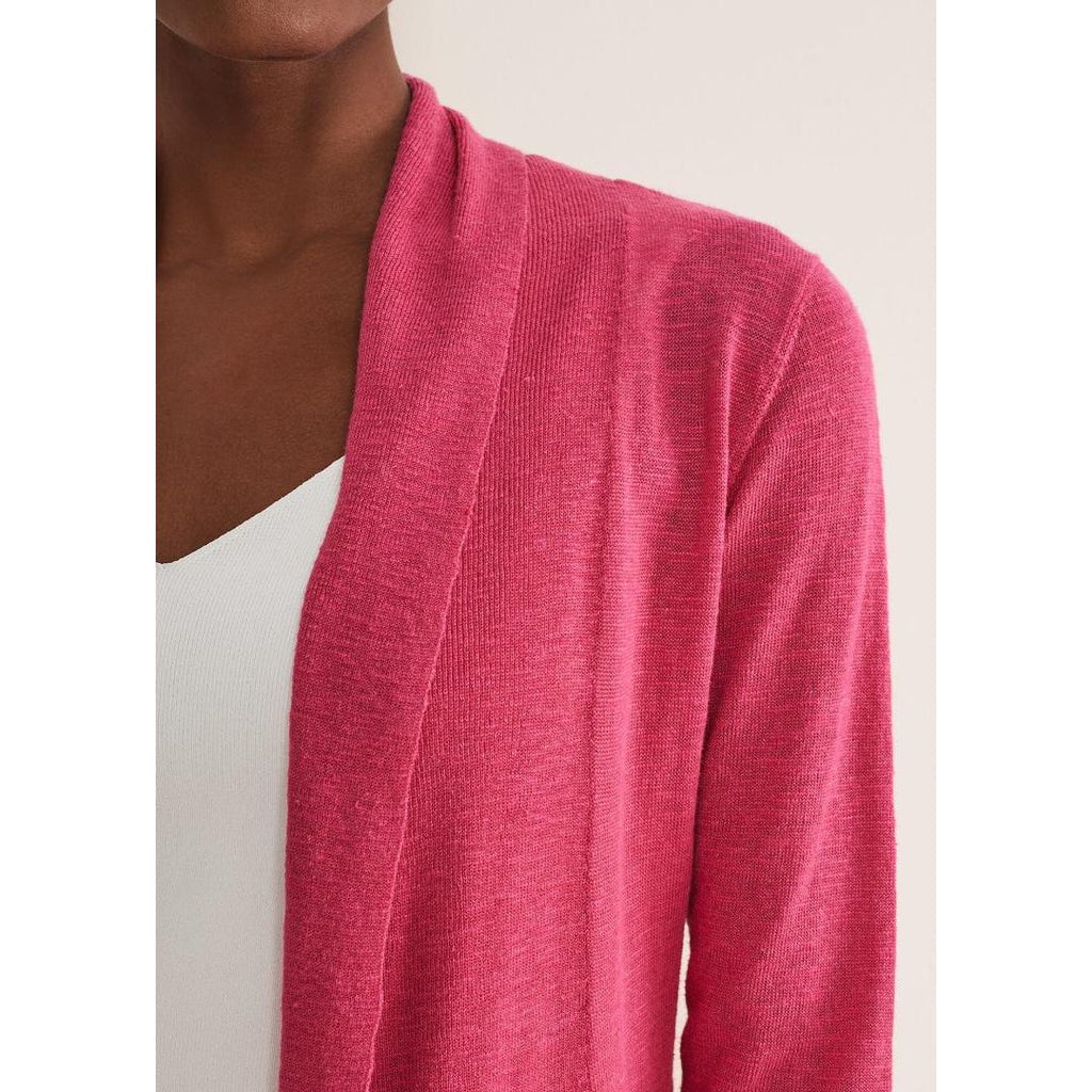 Phase Eight Louise Linen Longline Cardigan - Pink - Beales department store