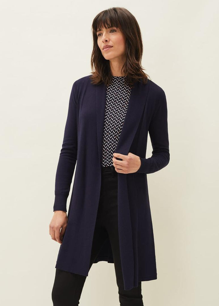 Phase Eight Louise Longline Cardigan - Navy - Beales department store