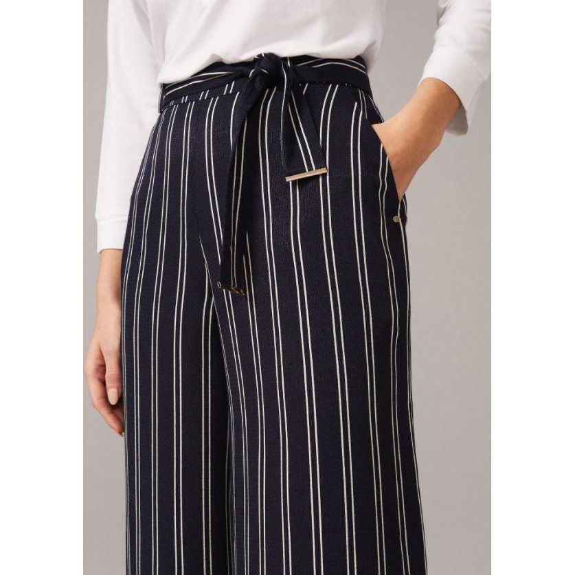 Phase Eight Lucas Stripe Full Length Trouser - Navy/Ivory - Beales department store