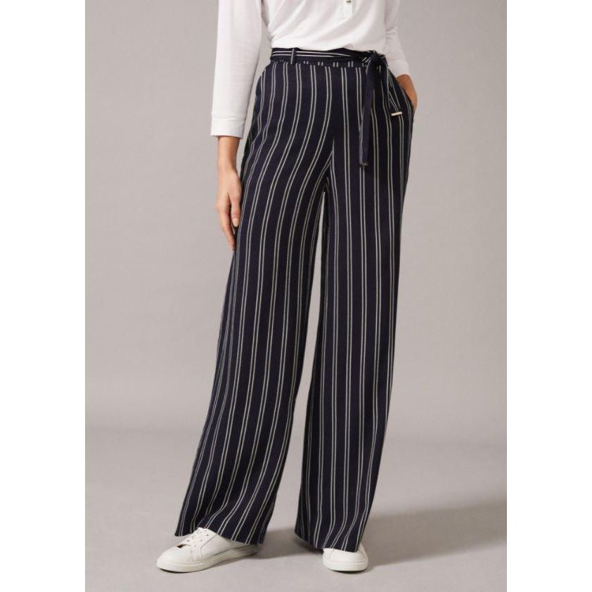 Phase Eight Lucas Stripe Full Length Trouser - Navy/Ivory - Beales department store