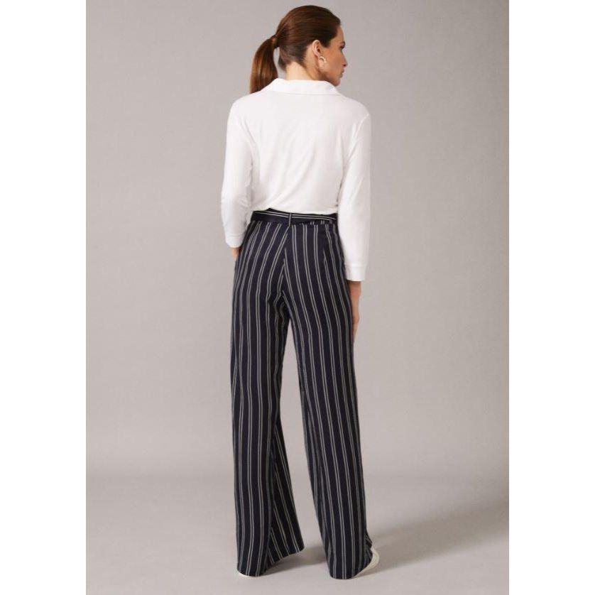 Phase Eight Lucas Stripe Full Length Trouser - Navy/Ivory - Beales department store