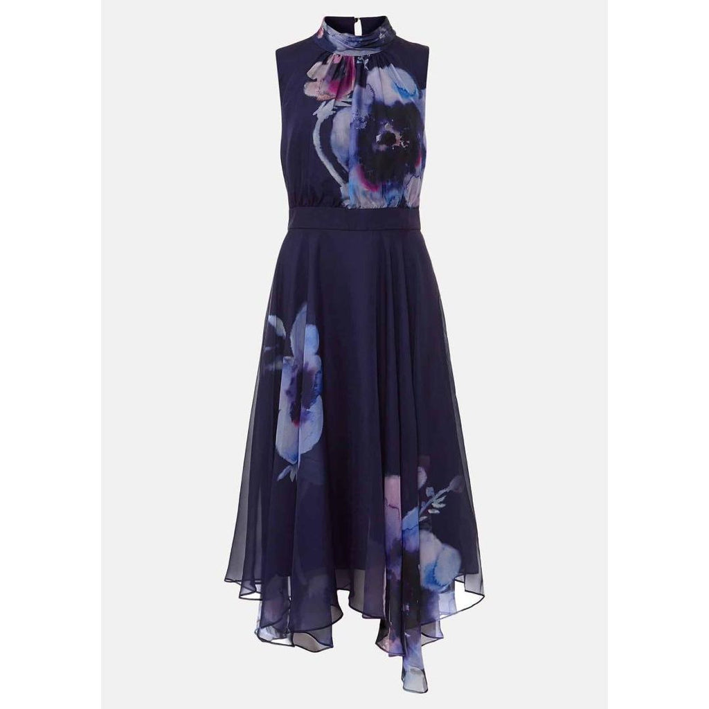 Phase Eight Lucinda Floral Chiffon Midi Dress - Navy/Multi - Beales department store