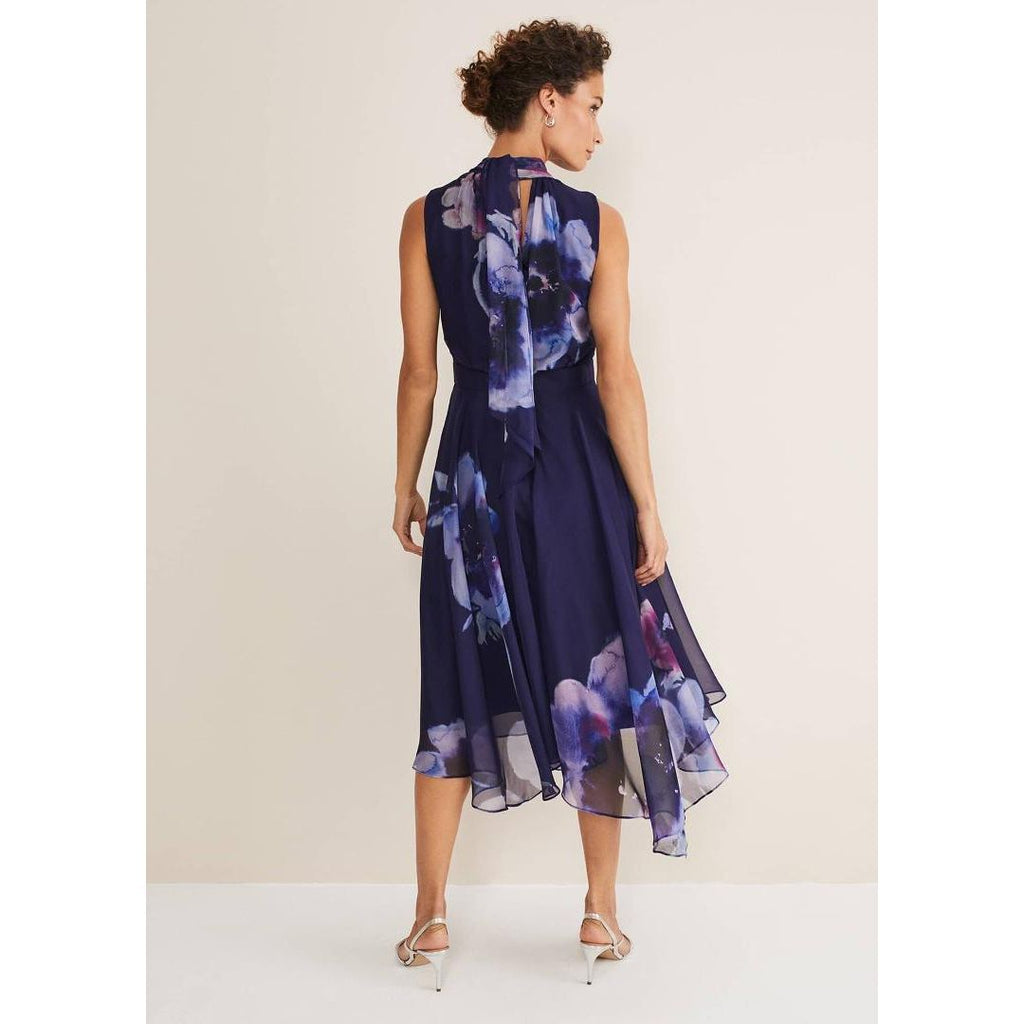 Phase Eight Lucinda Floral Chiffon Midi Dress - Navy/Multi - Beales department store