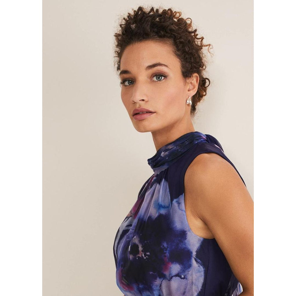 Phase Eight Lucinda Floral Chiffon Midi Dress - Navy/Multi - Beales department store