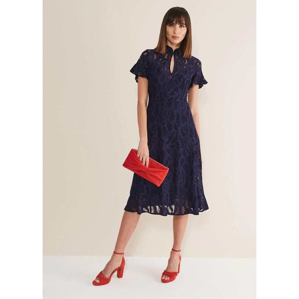 Phase Eight Lulu Lace Dress - Navy - Beales department store