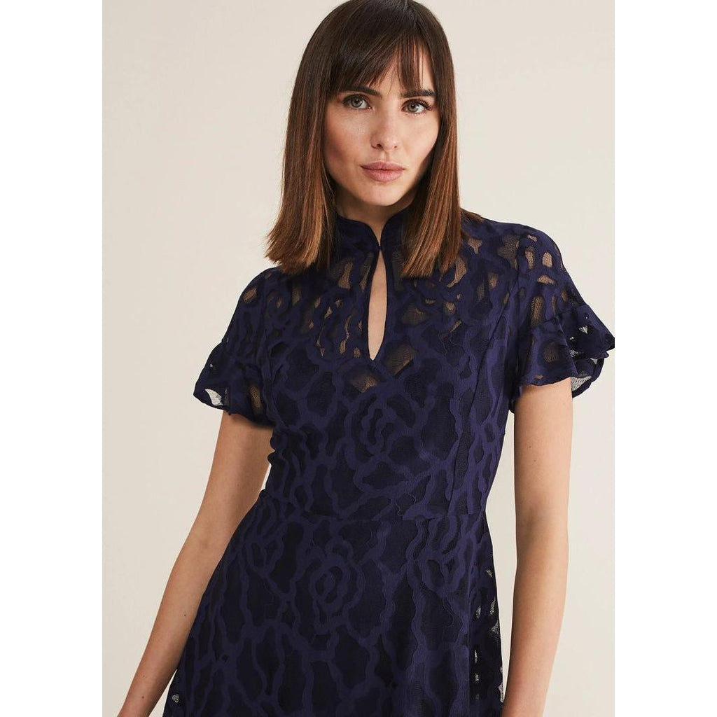 Phase Eight Lulu Lace Dress - Navy - Beales department store