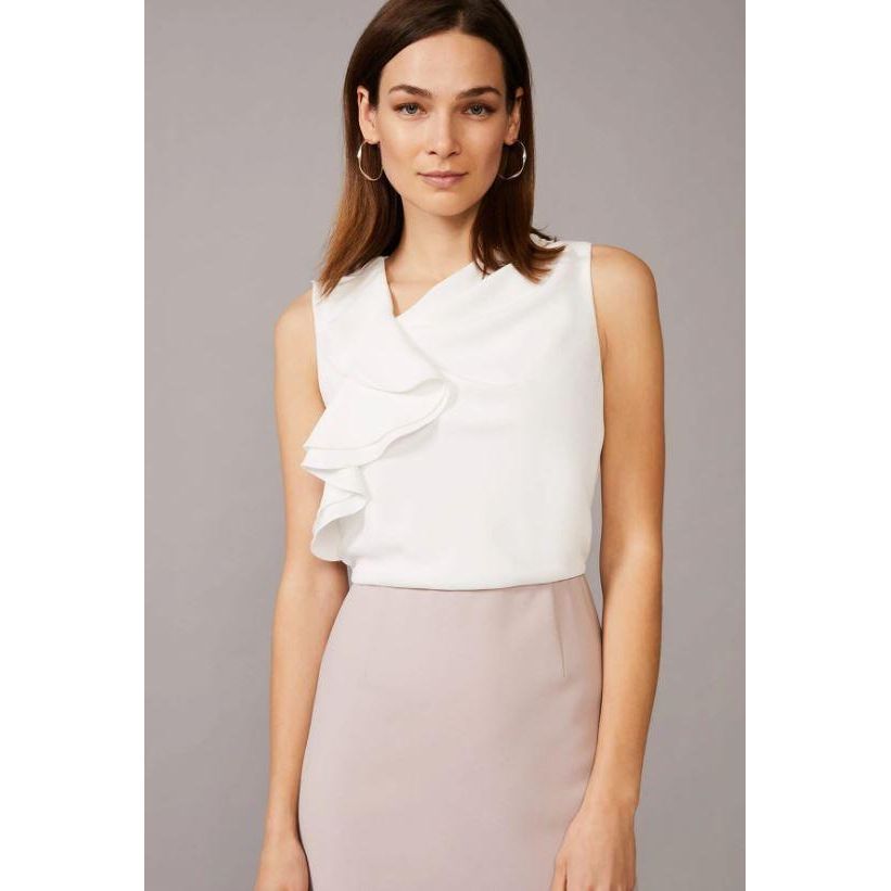 Phase Eight Maeve Frill Dress - Ivory/Taupe - Beales department store