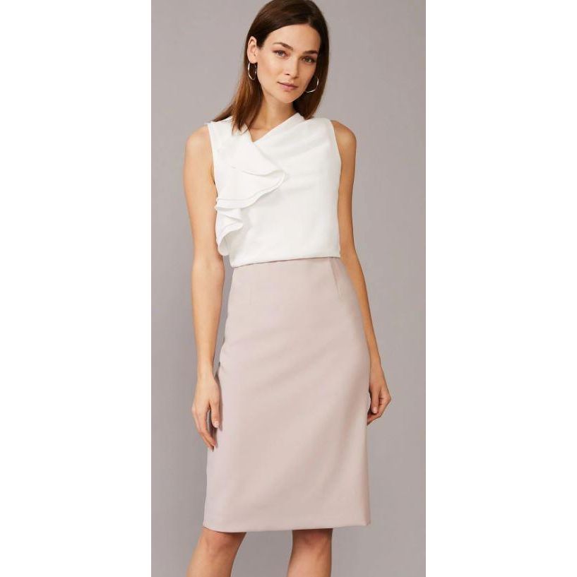 Phase Eight Maeve Frill Dress - Ivory/Taupe - Beales department store