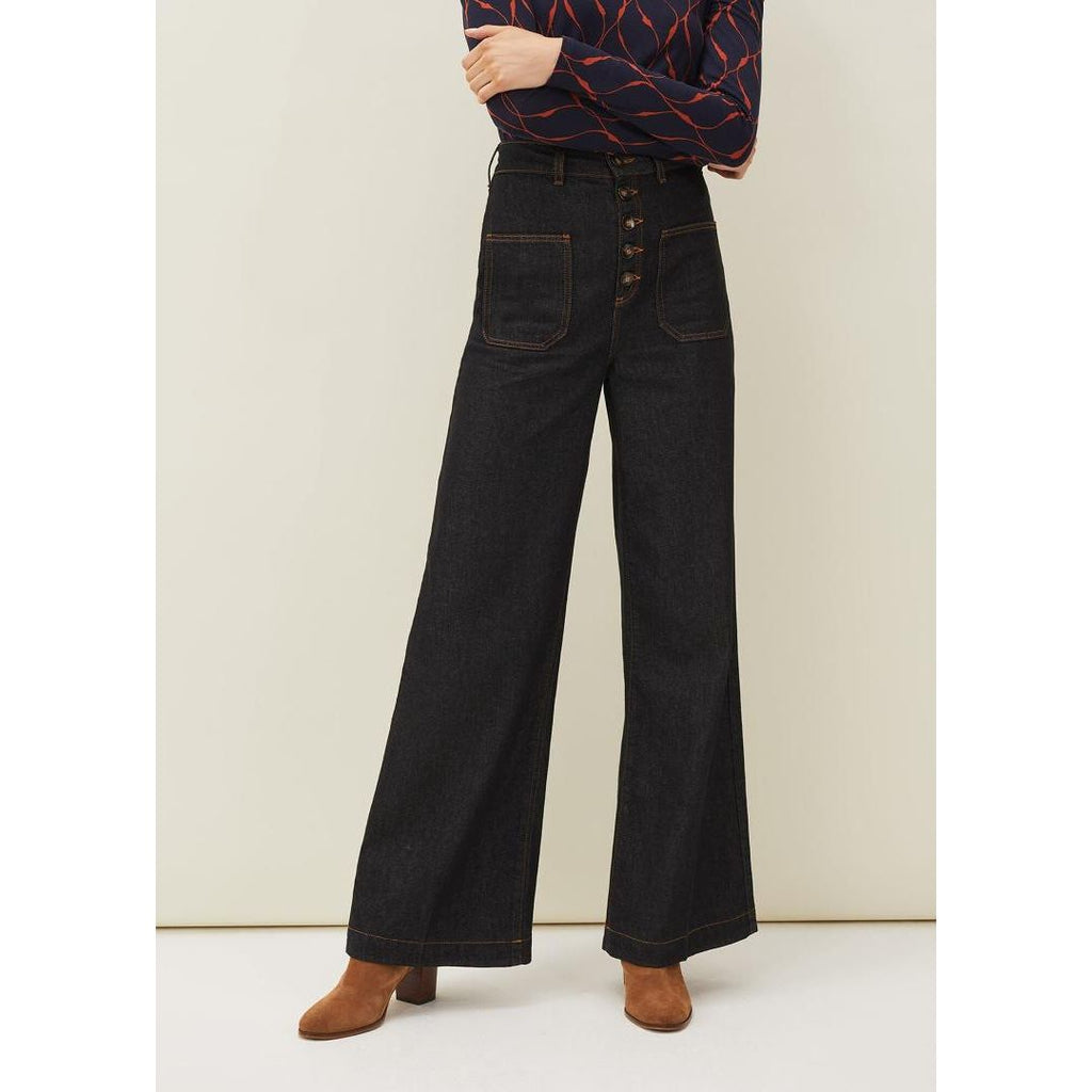 Phase Eight Magsie Wide Leg Jean - Black - Beales department store