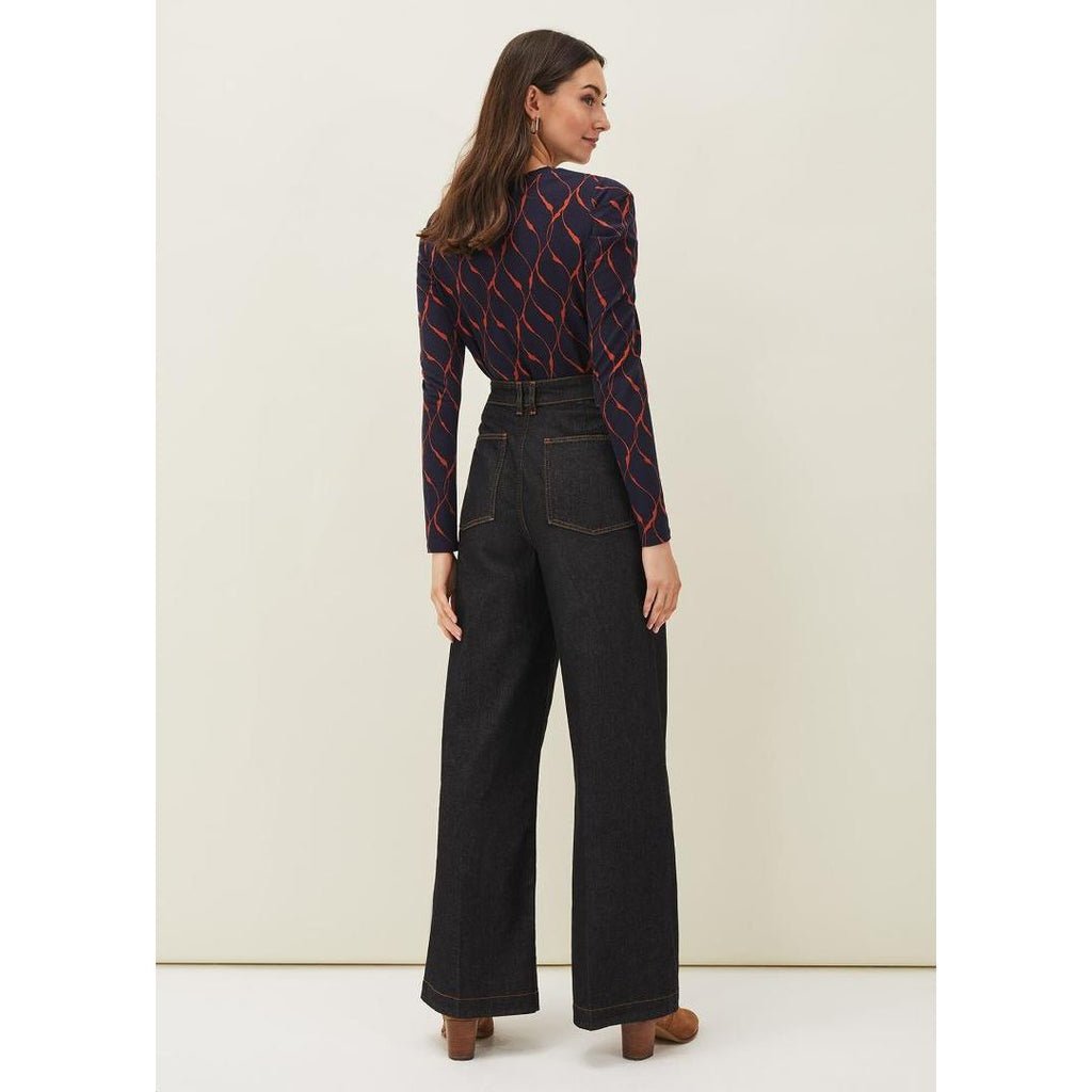Phase Eight Magsie Wide Leg Jean - Black - Beales department store