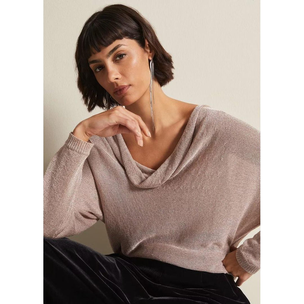 Phase Eight Malti Metallic Cowl Neck Knit - Rose Gold - Beales department store