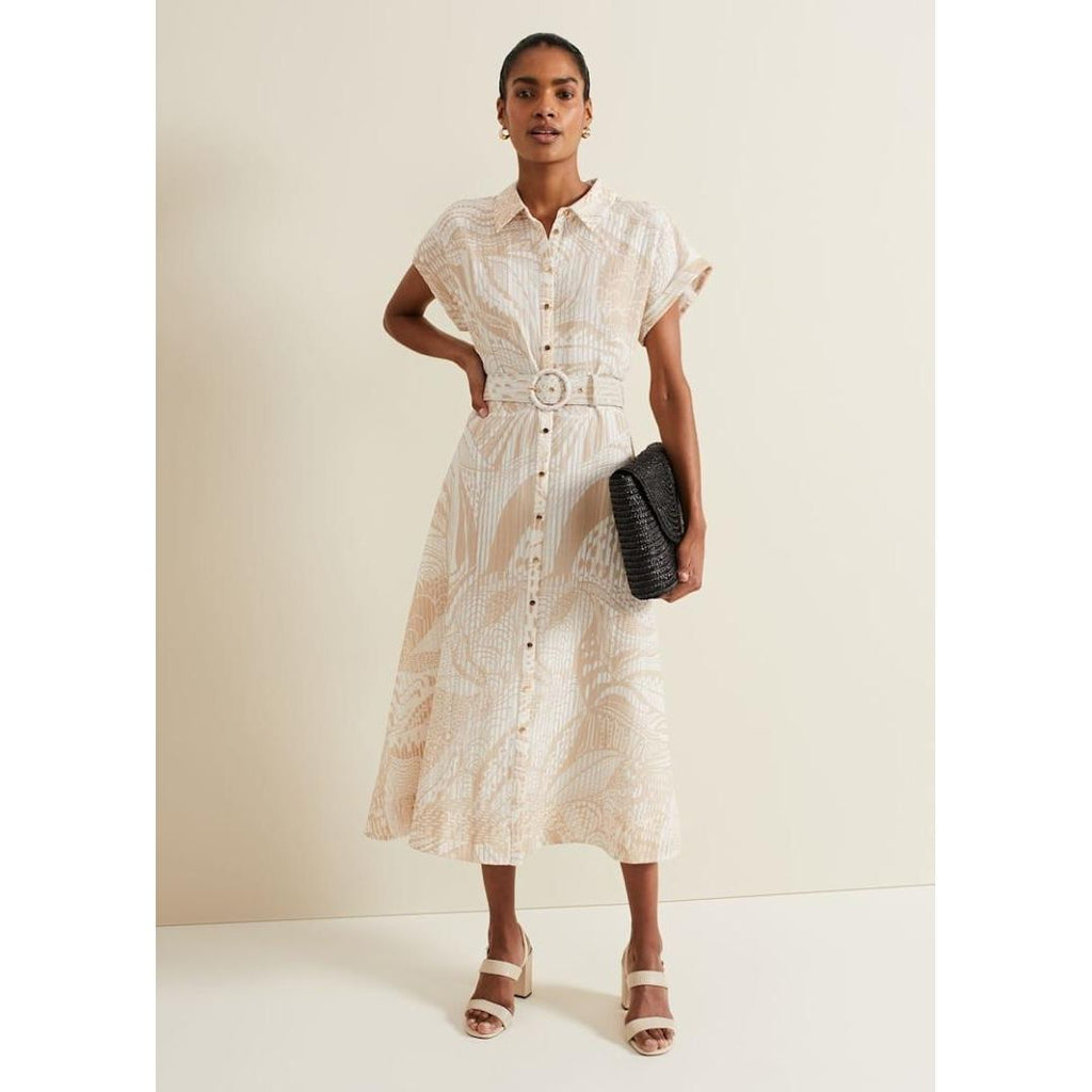 Phase Eight Mandi Abstract Stripe Shirt Dress - Neutral - Beales department store