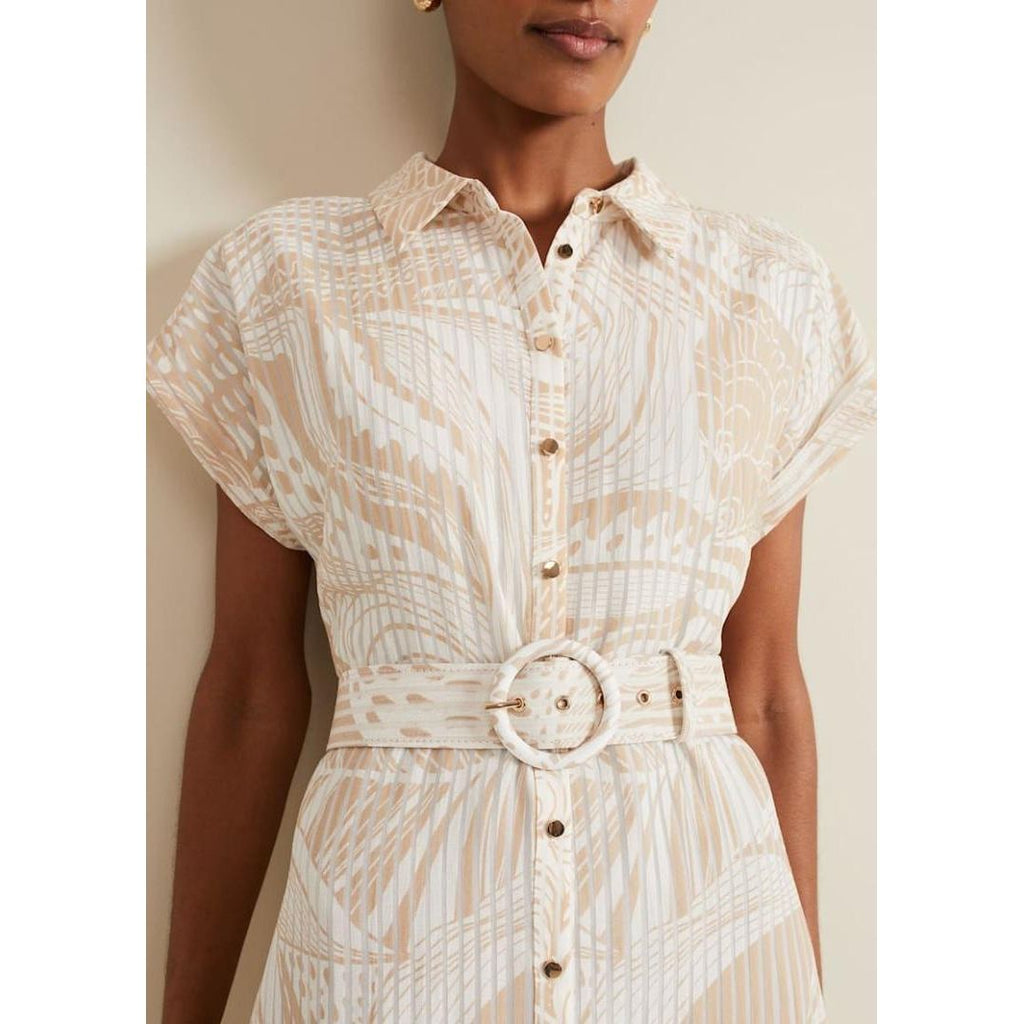 Phase Eight Mandi Abstract Stripe Shirt Dress - Neutral - Beales department store