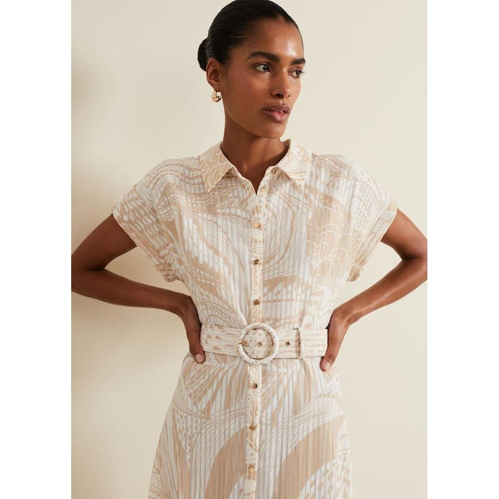 Phase Eight Mandi Abstract Stripe Shirt Dress - Neutral - Beales department store