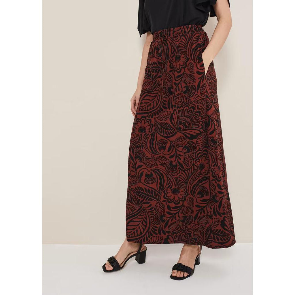 Phase Eight Mara Printed Skirt - Black/Spice - Beales department store