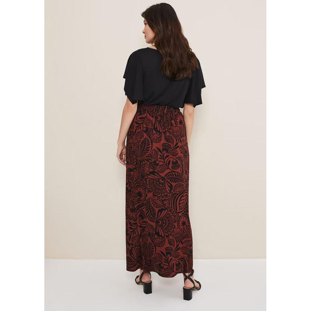 Phase Eight Mara Printed Skirt - Black/Spice - Beales department store