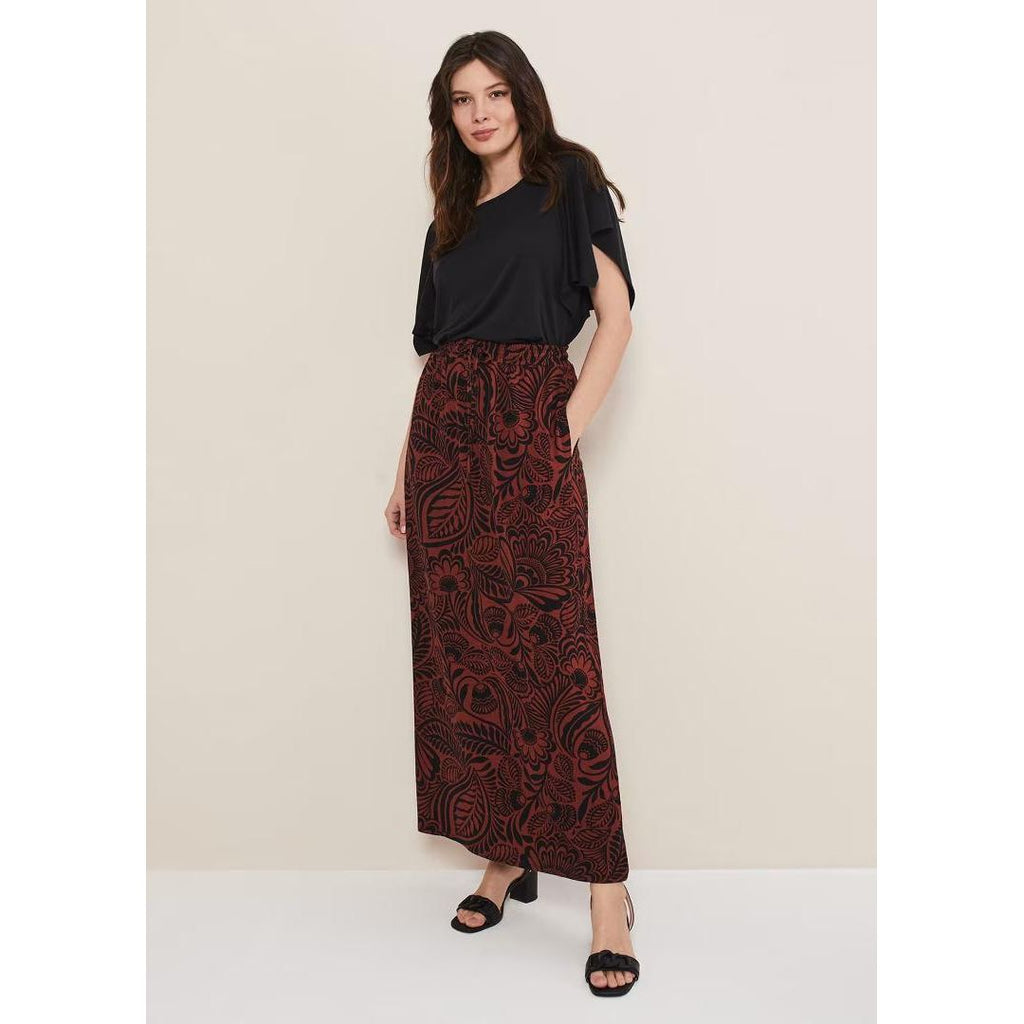 Phase Eight Mara Printed Skirt - Black/Spice - Beales department store