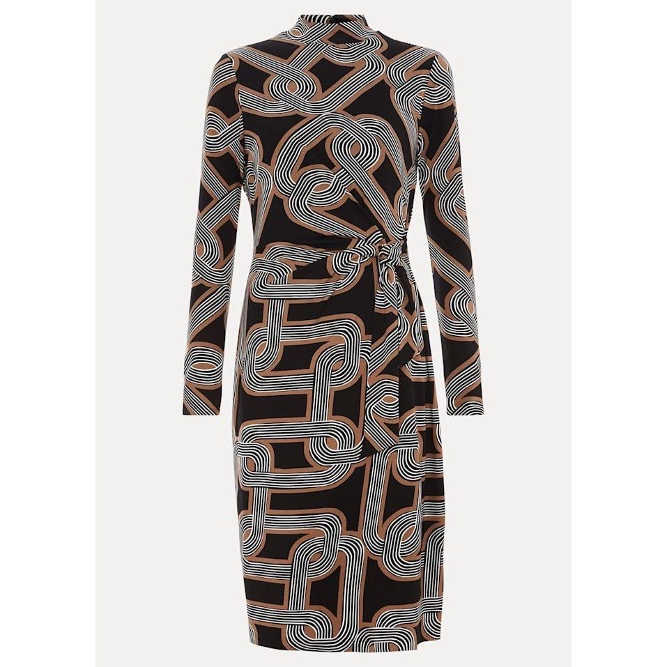 Phase Eight Margot Black Jersey Fitted Midi Dress - Black - Beales department store