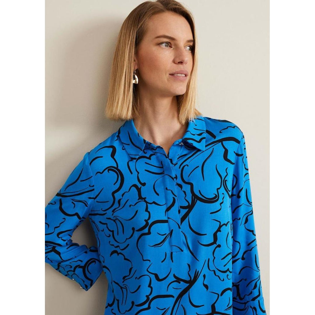 Phase Eight Marina Leaf Tunic - Blue - Beales department store